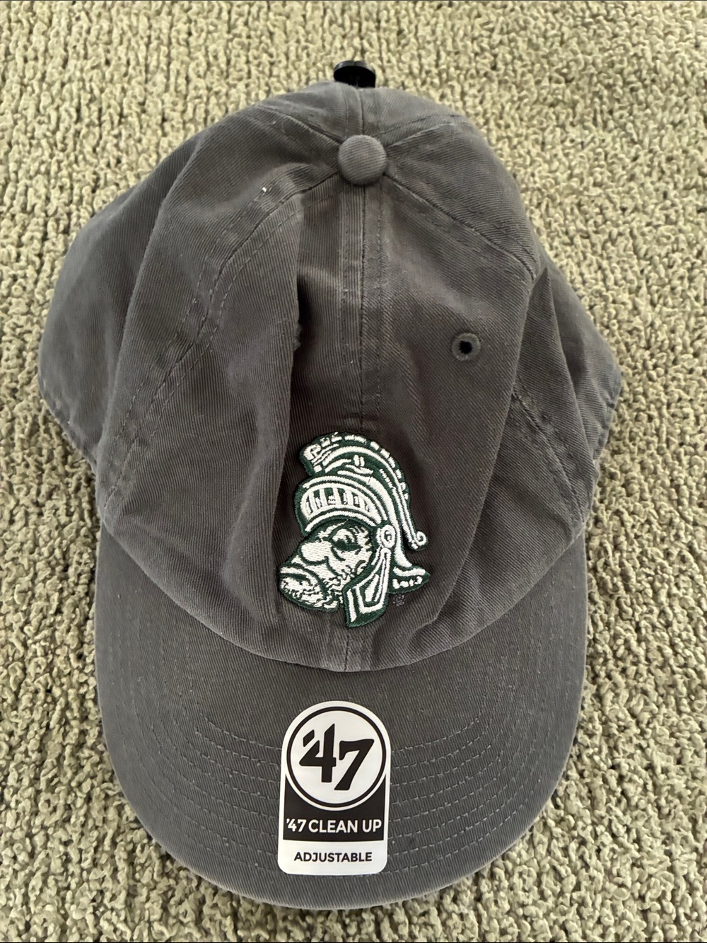 BRAND NEW: MICHIGAN STATE '47 Gray Baseball Cap with Green and White